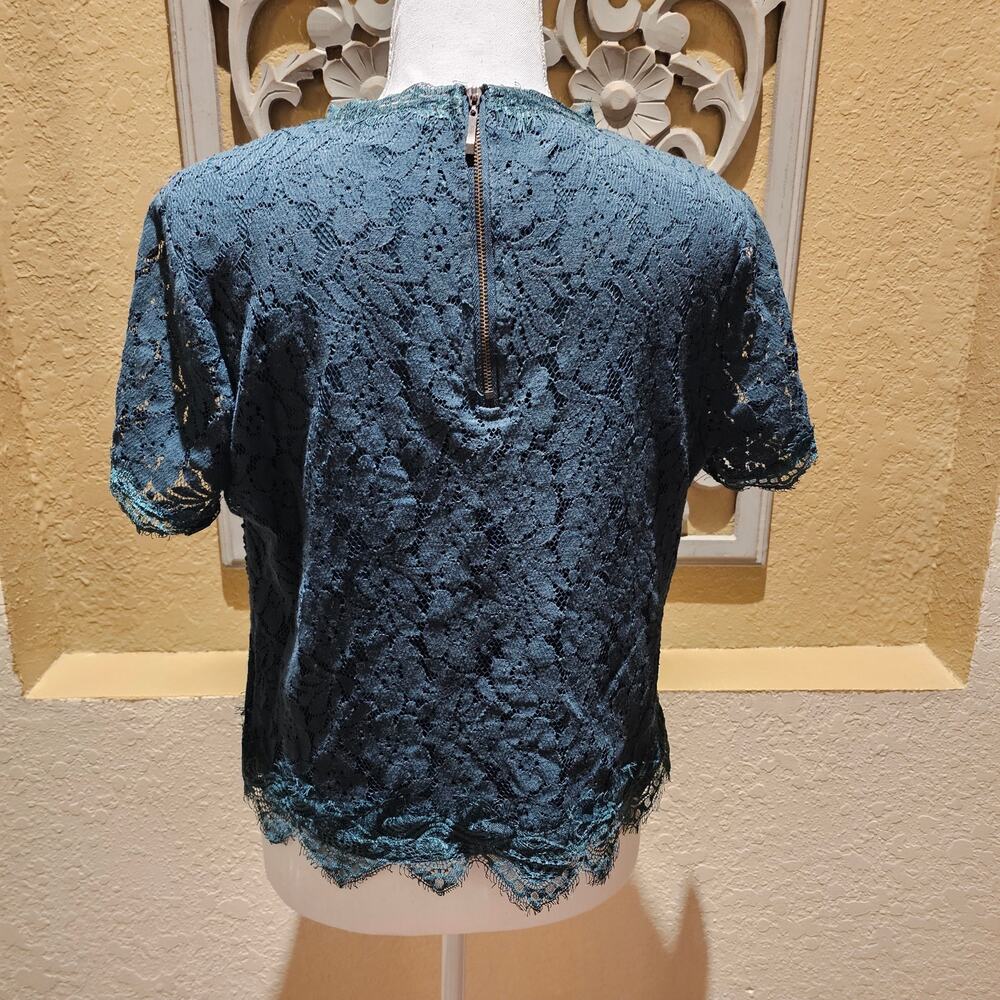 Adiva Womens L Forrest Green Lace Top Cottagecore Romantic Feminine Garden Y2K - Picture 4 of 16